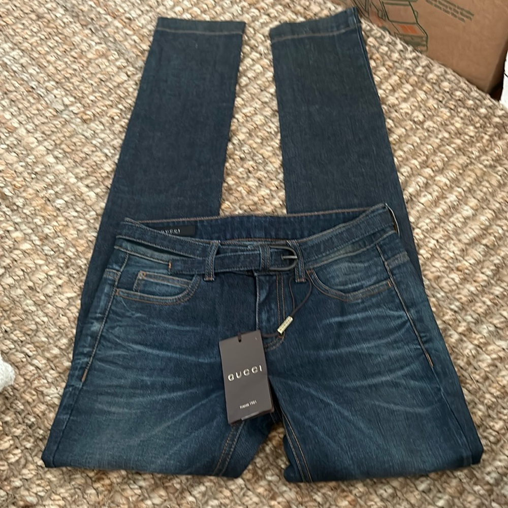 New Gucci belted skinny jeans